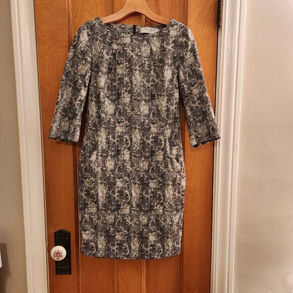 MM. Lafleur Women's Etsuko 3/4 Sleeve "Crackle" Sheath Dress with Pockets, Sz 6 - Picture 6 of 12